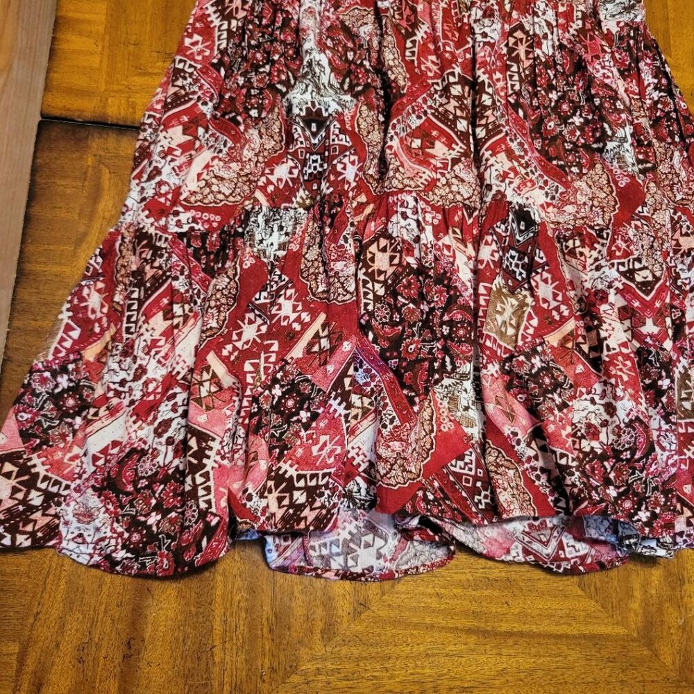 Calvin Klein Red & White Patchwork Flounce Dress - image 7